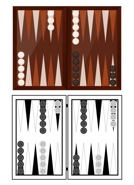 традиционная иллюстрация вектора игры в нарды - backgammon board game leisure games strategy stock illustrations