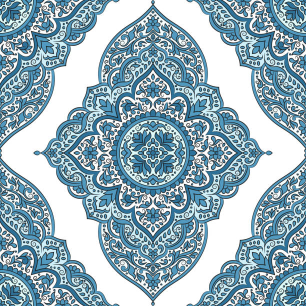 istock Turkish seamless pattern with blue floral ornament. Traditional Arabic, Indian motifs. Great for fabric and textile, wallpaper, packaging or any desired idea. 1285424569