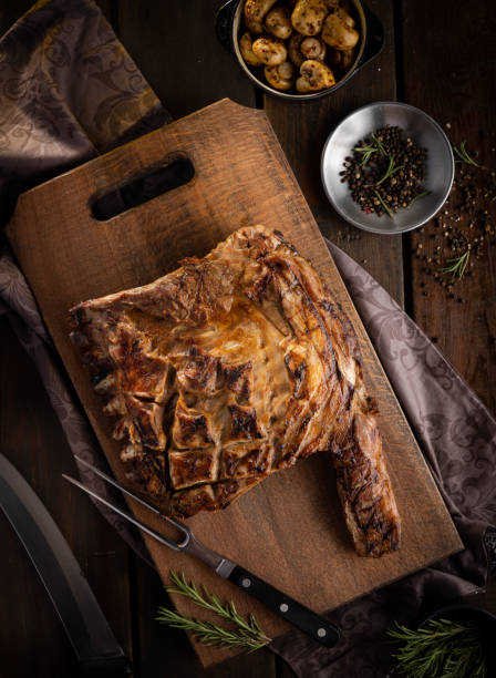 istock Lamb rack roast on skillet pan 1285426734