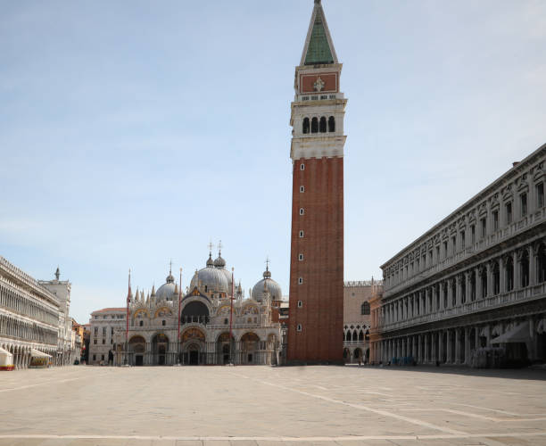 istock Piazza San Marco and the Basilica in Venice deserted during the 1285427510
