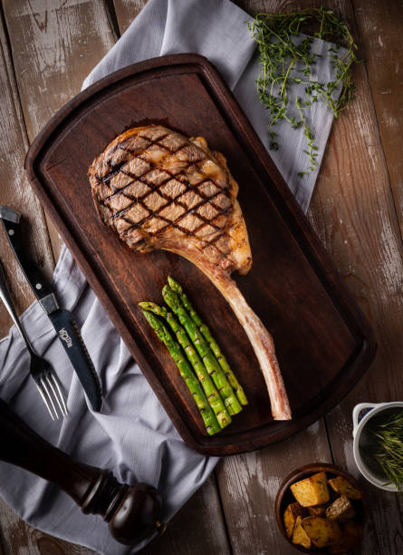 Steak on the bone. tomahawk steak stock photo