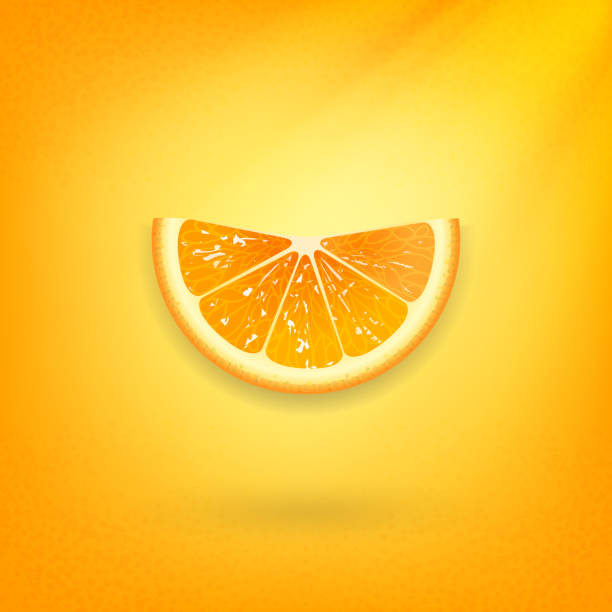 ilustrações de stock, clip art, desenhos animados e ícones de orange slice on an orange background - orange background