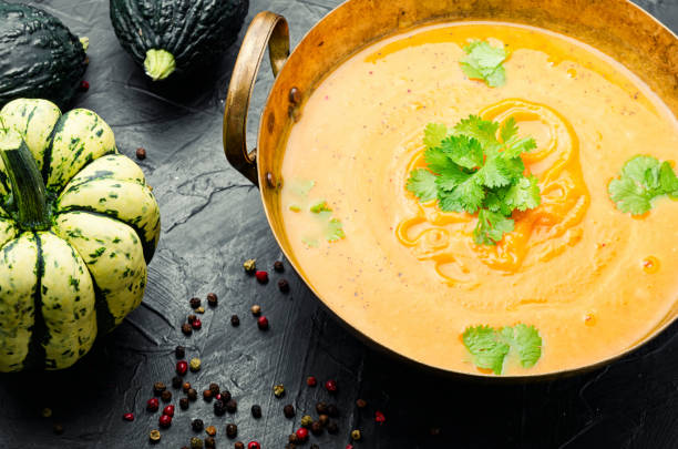 istock Vegetarian autumn pumpkin soup 1285432443