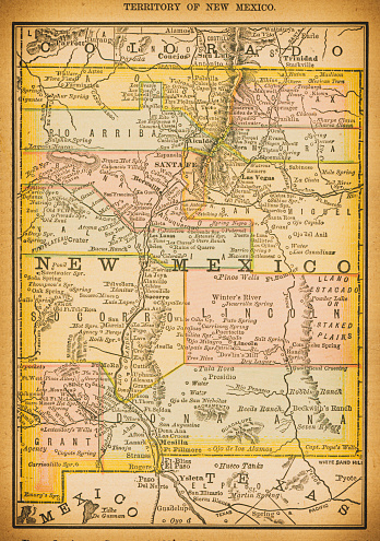 19th century map of New Mexico. Published in New Dollar Atlas of the United States and Dominion of Canada. (Rand McNally & Co's, Chicago, 1884).