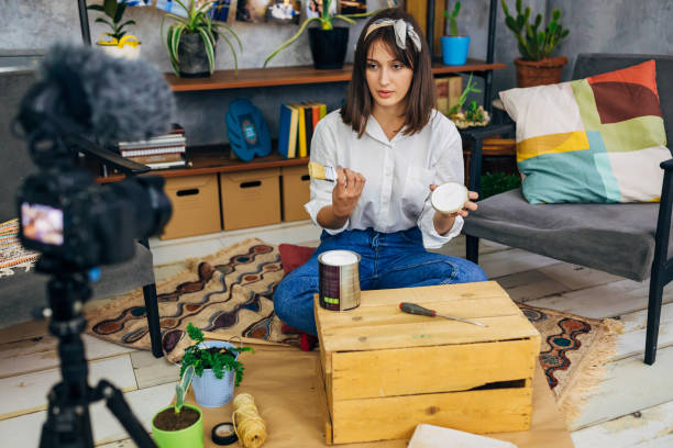 istock Craft woman introducing her followers with all essential they gonna need for this project 1285436140