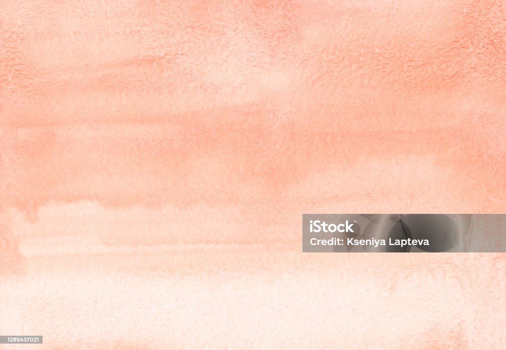 Watercolor light coral gradient background texture. Brush strokes on paper. Peach color backdrop. Hand painted Watercolor Painting Stock Photo