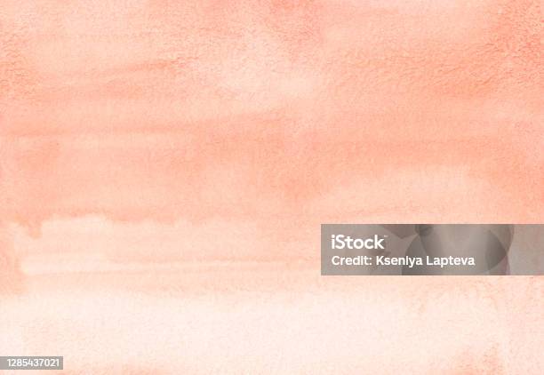 Watercolor Light Coral Gradient Background Texture Brush Strokes On Paper Peach Color Backdrop Hand Painted Stock Photo - Download Image Now