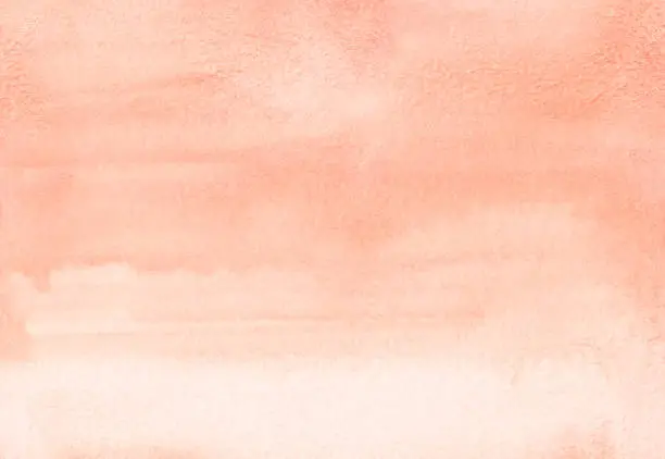 Photo of Watercolor light coral gradient background texture. Brush strokes on paper. Peach color backdrop. Hand painted