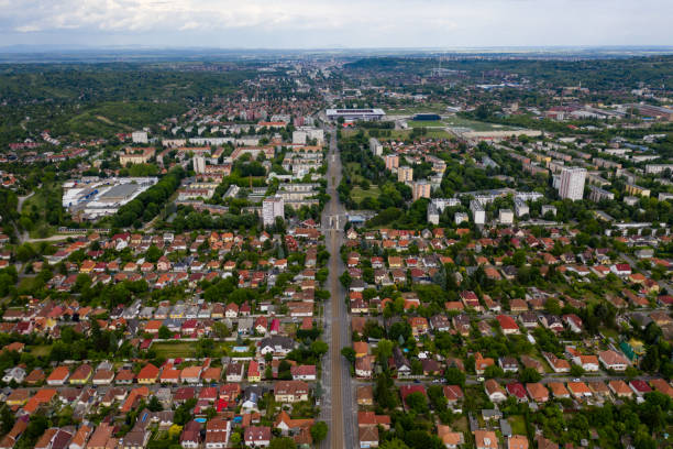 istock Flying over city area 1285437047