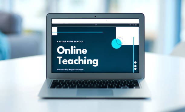 Can't attend class? We'll bring it to you Shot of a laptop displaying an online learning course on it’s screen landing page photos stock pictures, royalty-free photos & images