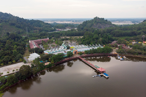 Aerial view of Bukit Merah Laketown Resort with lakeview in front.