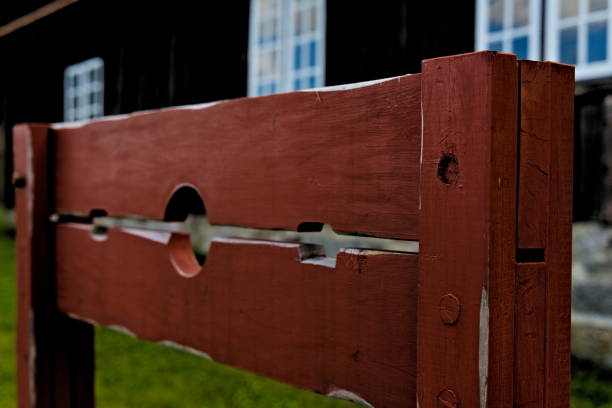 istock Medieval pillory for public punishment and torture. 1285442483