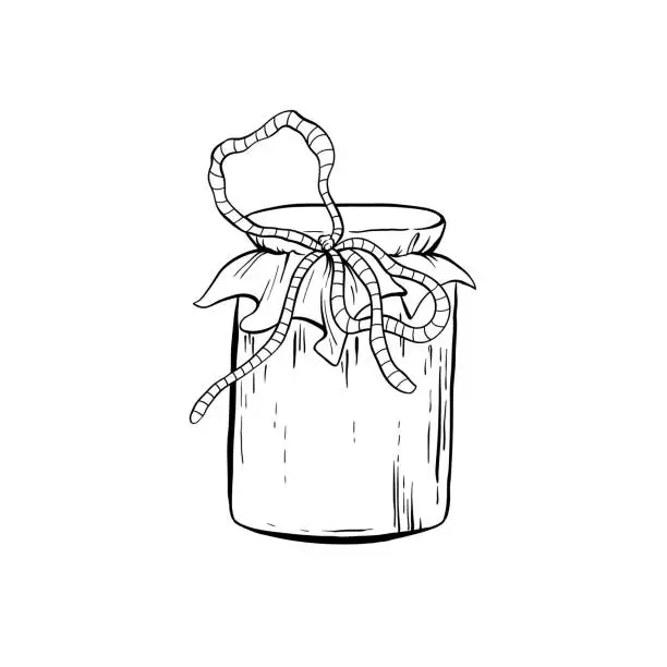 Vector illustration of Honey Sketch Glass Jar with Canned Food Isolated Vector Illustration