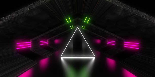 istock 3D abstract background with neon lights. neon tunnel .space construction . 3d illustration 1285448638