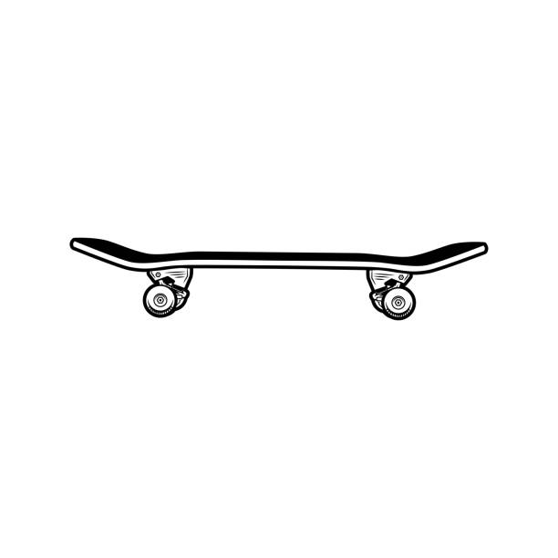 Skateboard vector illustration Skateboard vector illustration. Side view of board. Youth, summer activity, skate park, lifestyle concept for emblems or tattoo templates skateboard stock illustrations