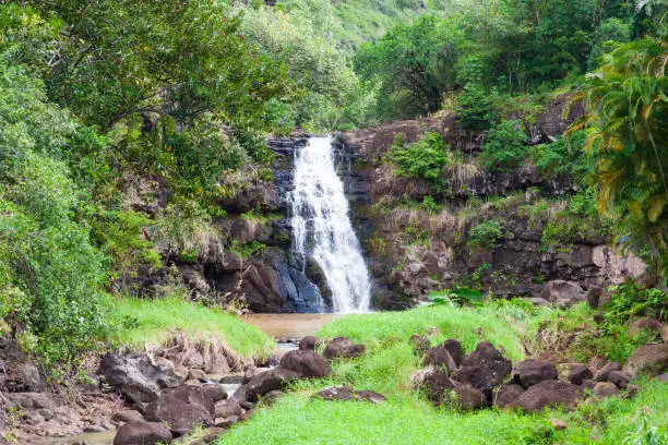 Scenic waterfall with a swimming waterhole, but significant falls only in rainy season
