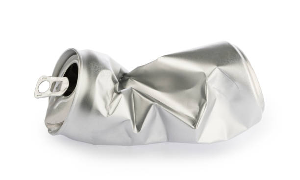 istock Crumpled empty blank soda or beer can garbage. Crushed junk can recycle isolated clipping path 1285453647