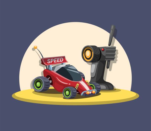 RC Car buggy with remote control in sand concept in cartoon illustration vector RC Car buggy with remote control in sand concept in cartoon illustration vector extreem weer stock illustrations