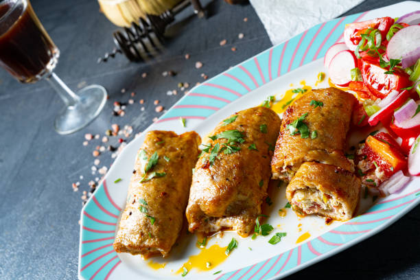 istock Vegetable roulade from roast  pork loins with salads 1285455124