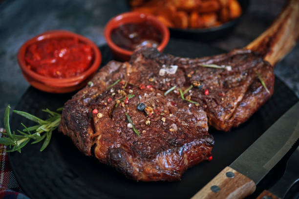 istock Tomahawk Steak with Country Potatoes 1285456522
