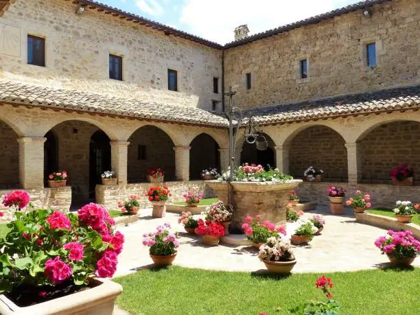 Cloister with fountain, Monastery of San Damiano, below Assisi