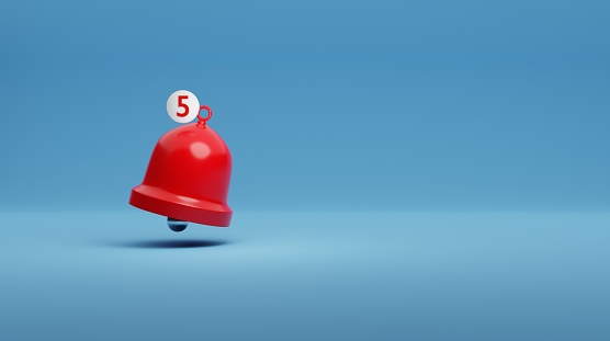 Notification bell icon isolated on pastel background. Notification concept. Social Media element. 3d illustration