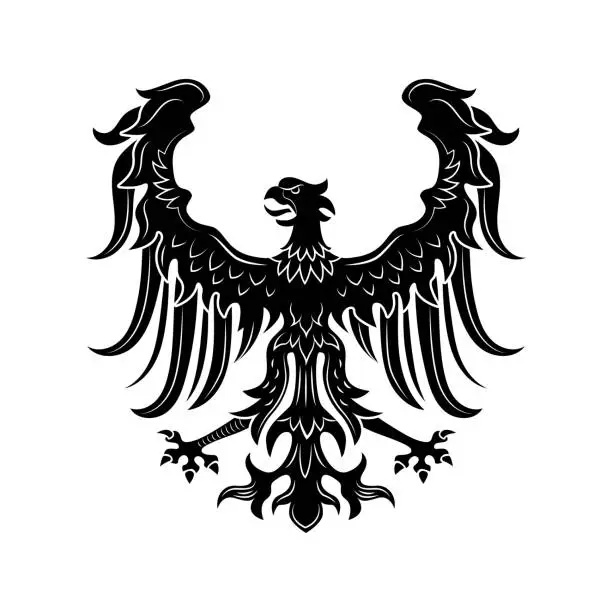 Vector illustration of Severe heraldic eagle vector illustration