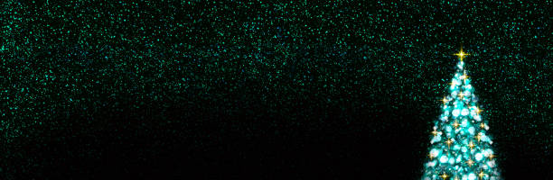istock Christmas tree isolated on green stars sky. Christmas background. 1285462609