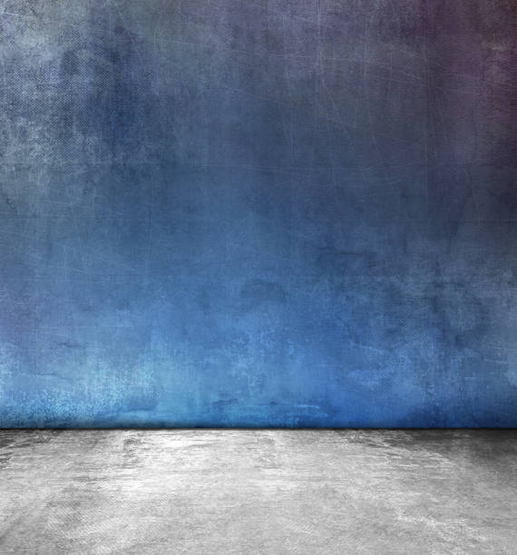 Empty room with polished concrete floor in grunge industrial style - abstract interior cement wall texture