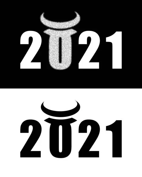 Vector illustration of Happy 2021 New Year Ox Sign