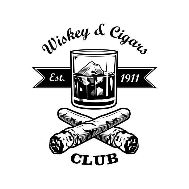 ilustrações de stock, clip art, desenhos animados e ícones de gentlemens bar vector illustration - whisky ice cube glass alcohol