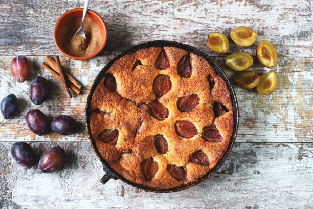 istock Delicious autumn plum pie. 1285468677