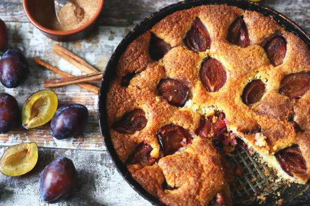 istock Delicious autumn plum pie. 1285468680
