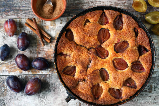 istock Delicious autumn plum pie. 1285468774