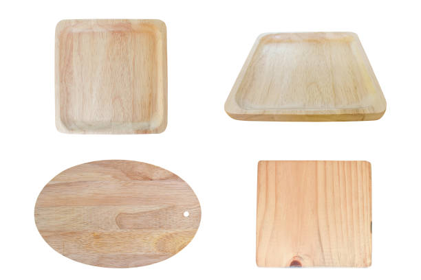 istock Collection of different Wooden plate Isolated on white background 1285469852