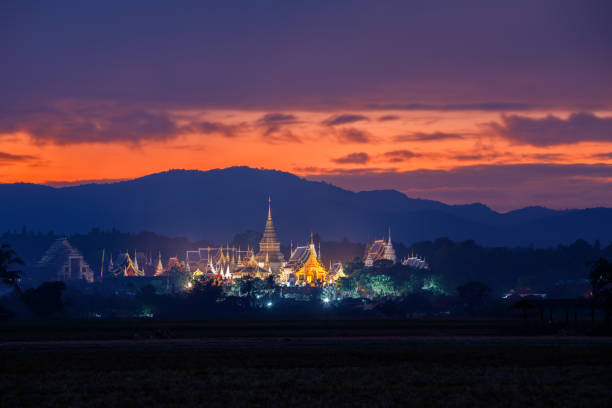 istock Senset Time At Wat Ban Den, Mae Tang Chiangmai Thailand. 1285471878