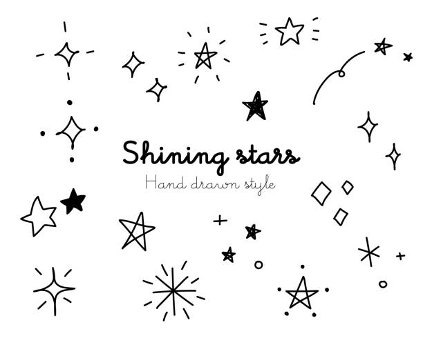 set of illustration of shining stars set of illustration of shining stars happiness drawings stock illustrations