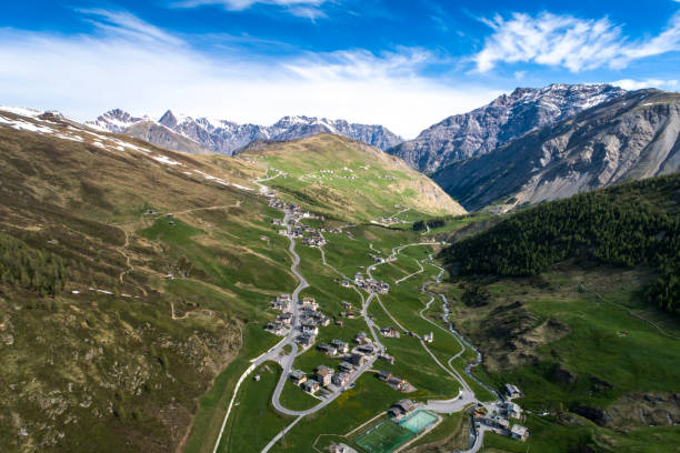 istock Village in the Alps aerial view 1285472125