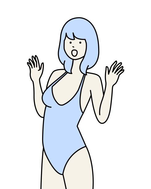 istock cute girl wearing swimsuits, Vector illustration. 1285475532