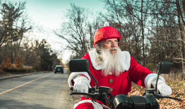 istock Santa Claus on motorbike 1285475831