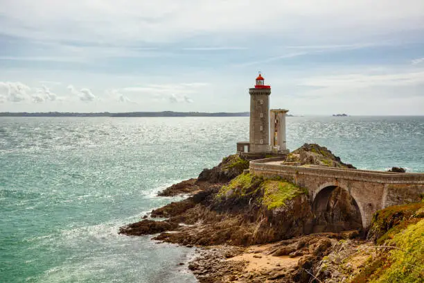 Lighthouse of Petit Minou at the Atlantic Ocean near Plouzane, Brittany, France
