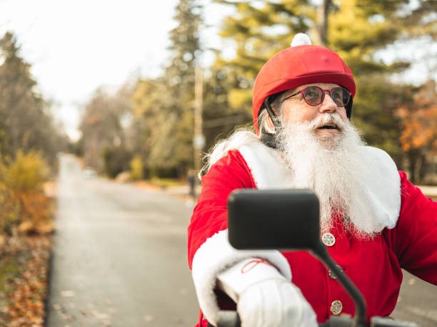 Santa Claus on motorbike