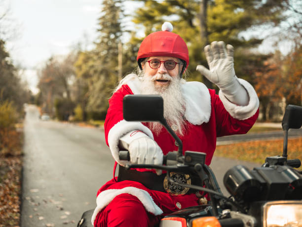 istock Santa Claus on motorbike 1285479465