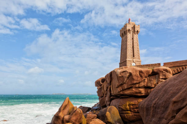 istock Lighthouse of Ploumanach, Cote de granit rose, Brittany 1285479503