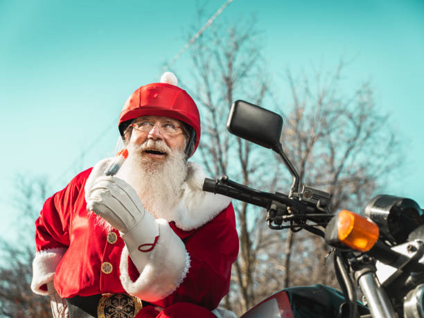 istock Santa Claus taking a break on the road 1285479712