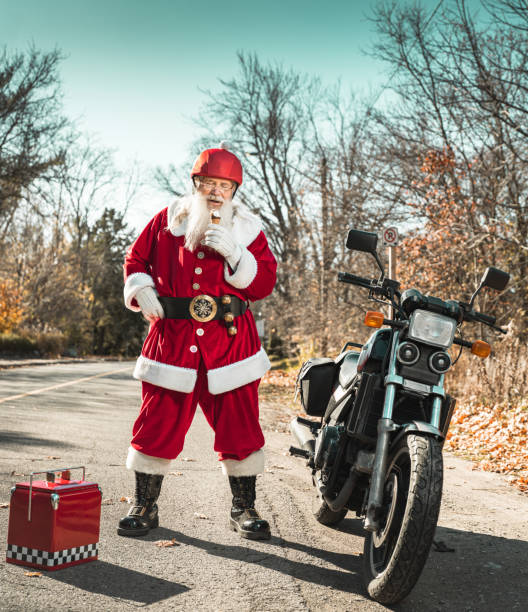 istock Santa Claus taking a break on the road 1285479796