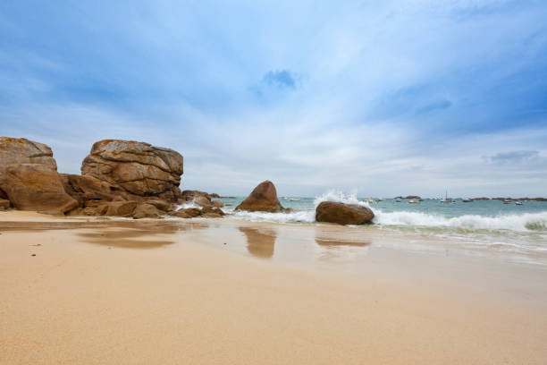 Granite rocks at the beach of Meneham, Brittany, France