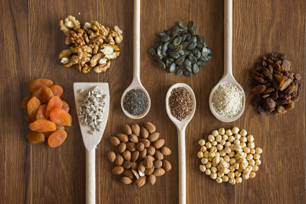 refrigerios saludables - sesame seed spoon variation fotografías e imágenes de stock