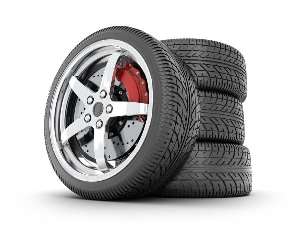 istock Four car wheel  on a white background 1285481140