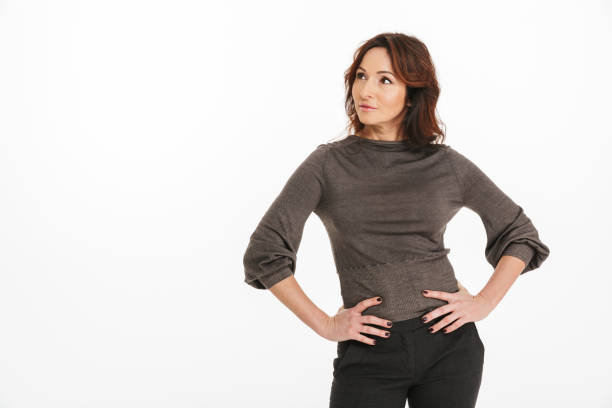istock Serious pretty woman isolated 1285481291